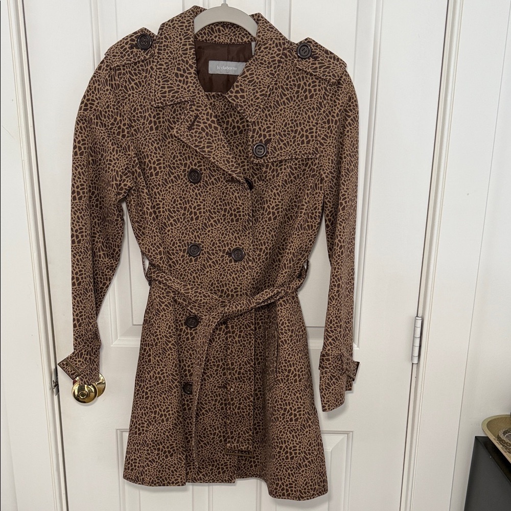 Liz Claiborne Animal Print Trench Coat‎ Petite